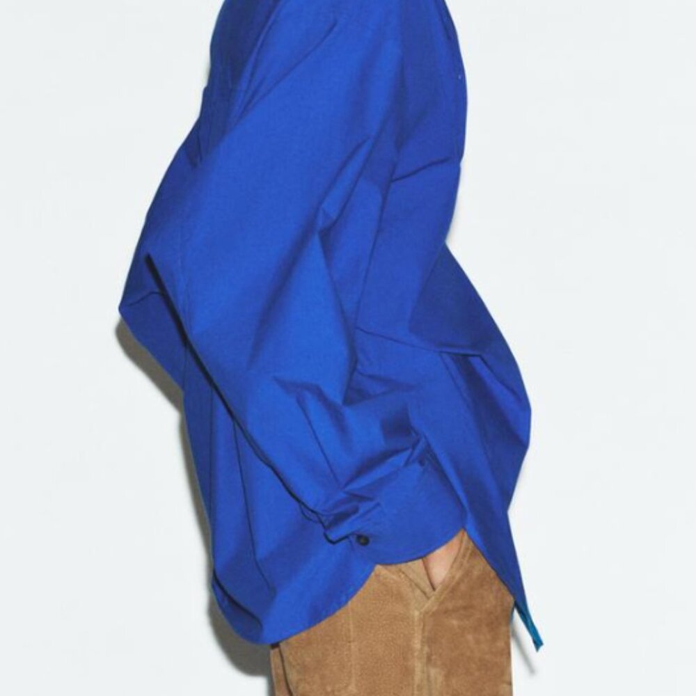 NEVER WORN-Get Ready for Spring- Zara oversized Beautiful "Bluish" Blouse- Large - Picture 4 of 14